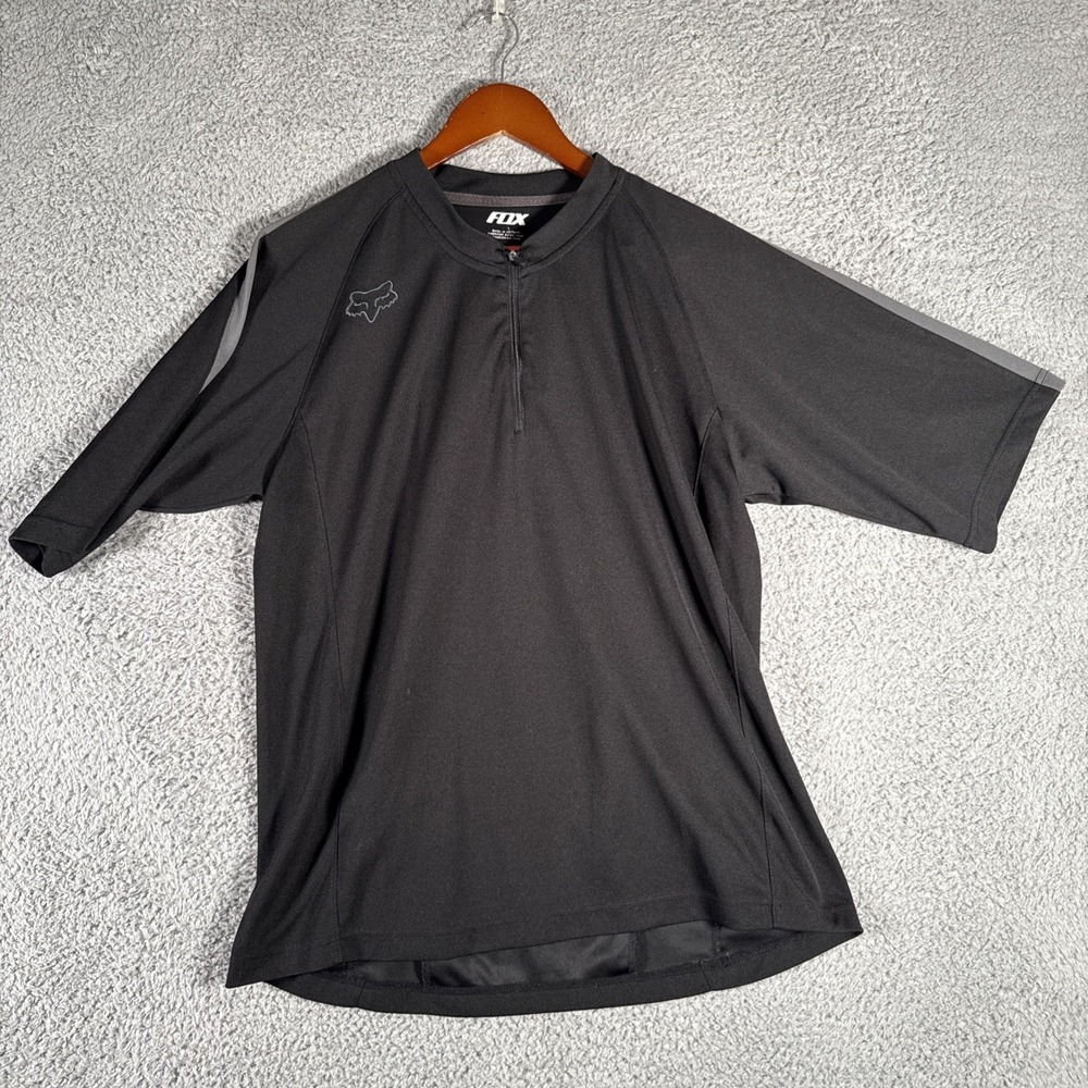 Fox Racing Jersey Mens L Black‎ 1/4 Zip Cycling Biking Lightweight Mesh Pocket